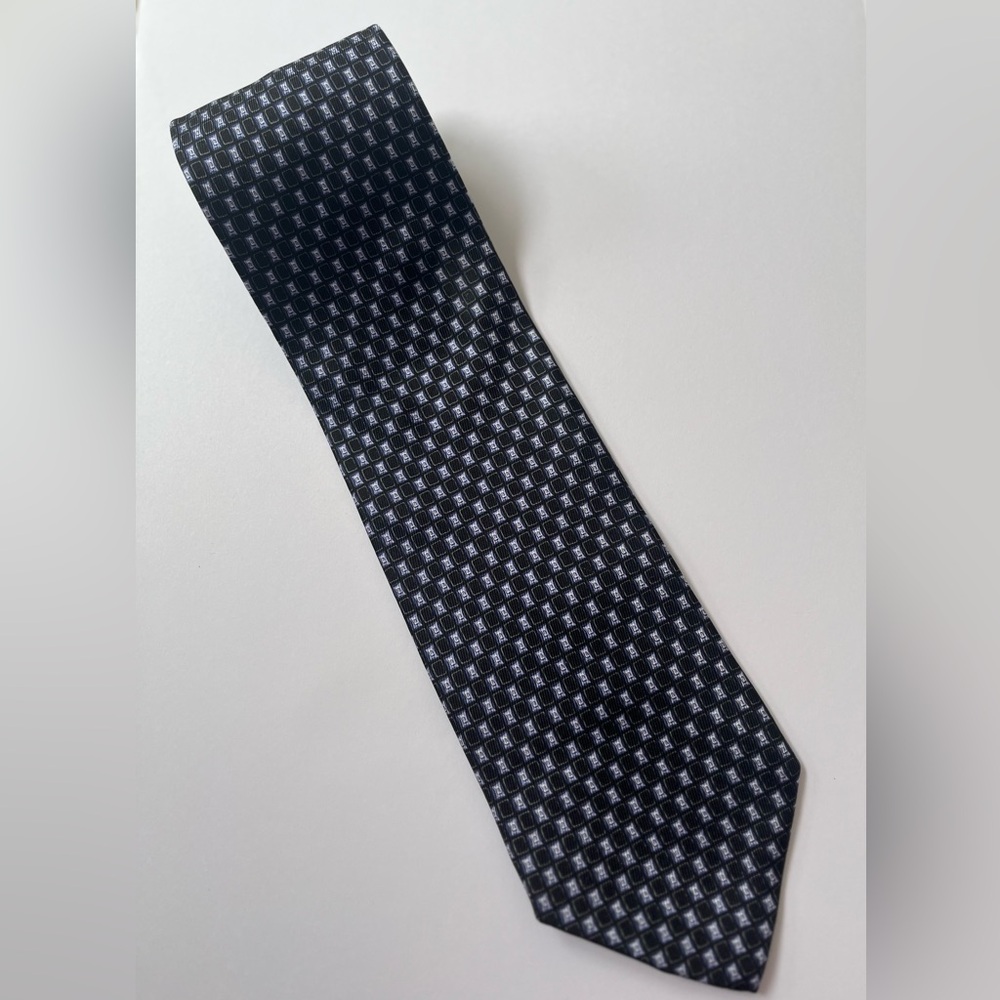 J.z Richards Hand Made Blue Black 100% Silk Men’s Neck Tie Made In‎ Usa